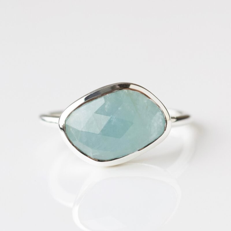 Organic Aquamarine Wave Ring