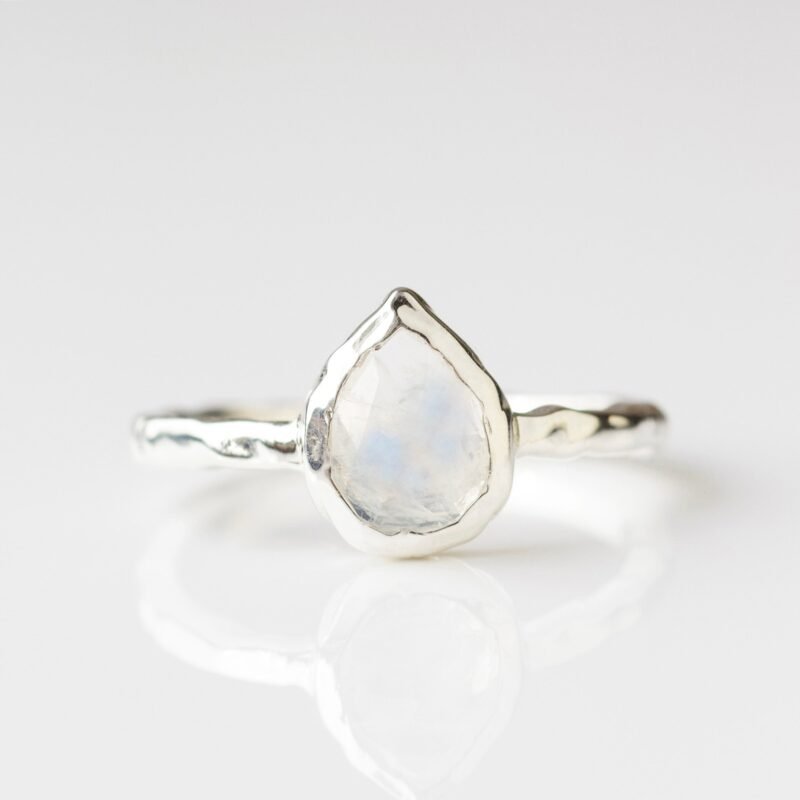 Gracie Rainbow Moonstone Pear Molten Ring