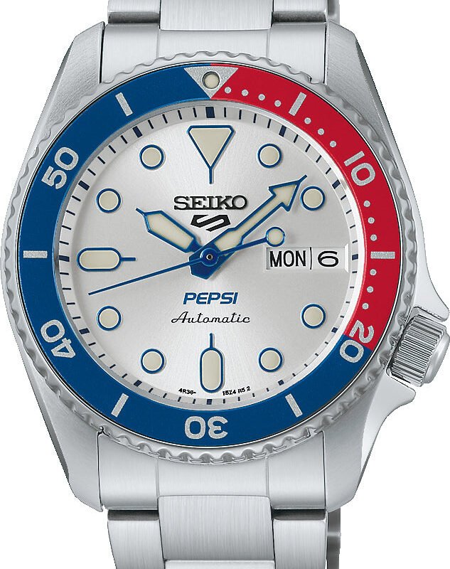 Seiko 5 Sports x Pepsi Limited Edition Collaboration In Silver White Watch