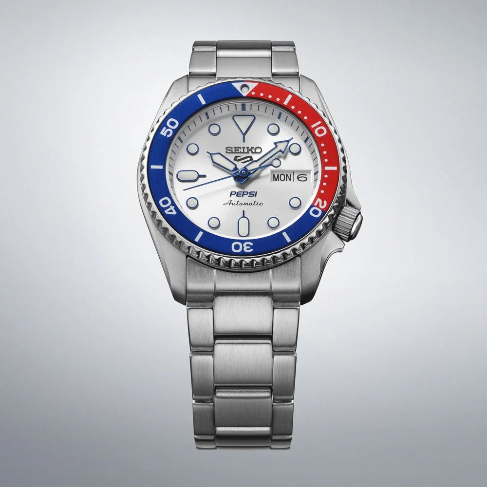 Seiko 5 Sports x Pepsi Limited Edition Collaboration In Silver White Watch